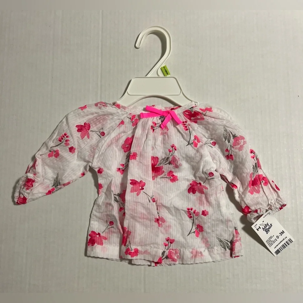 🆕OSHKOSH - 3M - NWT - INFANT GIRLS 2PC FLORAL SHIRT AND DENIM PANT OUTFIT LOT - Picture 4 of 12